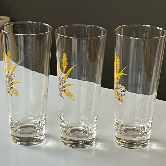 VTG 1950s Autumn Gold by Homer Laughlin for Century Service highball glasses s/3 - Picture 4 of 9